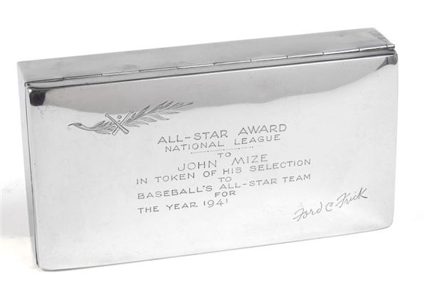 Sports Rings And Awards - 1941 Johnny Mize National League All Star Award Box
