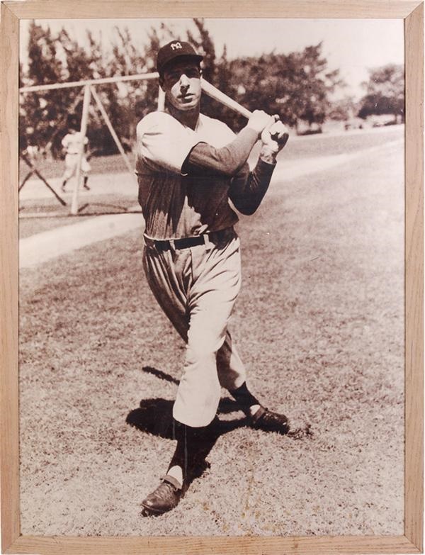 NY Yankees, Giants & Mets - Large Joe DiMaggio Framed Photograph That Hung In His Resturaunt
