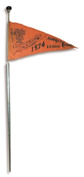 Ty Cobb and Detroit Tigers - 1934 Detroit Tigers Mechanical Pennant Cane