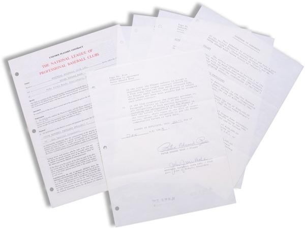 - 1984 Pete Rose Signed Montreal Expos Player’s Contract 
with Additional Paperwork