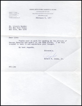 Golf - 1957 Bobby Jones, Jr. Signed Letter