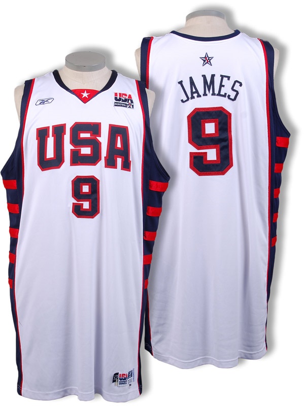 - 2004 Lebron James Team USA Game Used Home Jersey