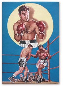 Boxing Art - Ring Mundial Original Art- Rocky Marciano & Jersey Joe Walcott