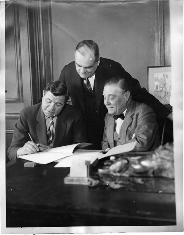 Babe Ruth and Lou Gehrig - BABE RUTH (1895-1948)<br>Contract Signing, 1927