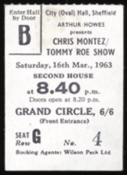 The Beatles - March 16, 1963 Ticket