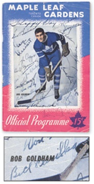 WHA - 1947 Toronto Maple Leafs Team Signed Program with Bill Barilko