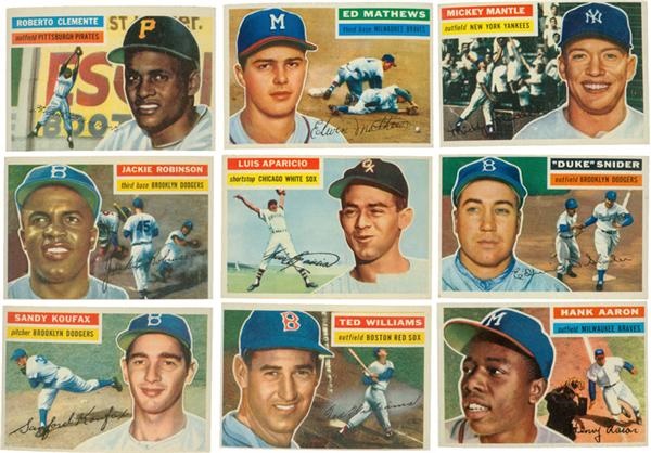 - Huge Lot of 1956 Topps Baseball Cards with Near Set (675+)