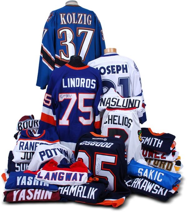 - Huge NHL Replica & Authentic Signed Jersey Lot (42)