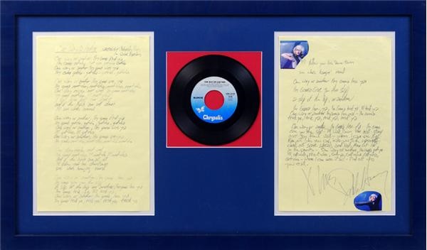 - Blondie Framed Handwritten Lyrics to “One Way Or Another.”