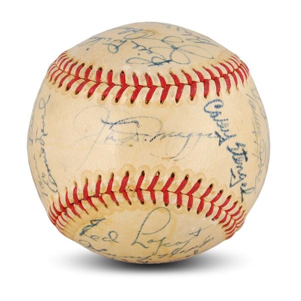 - 1951 New York Yankees Team Signed Baseball with Mantle and DiMaggio