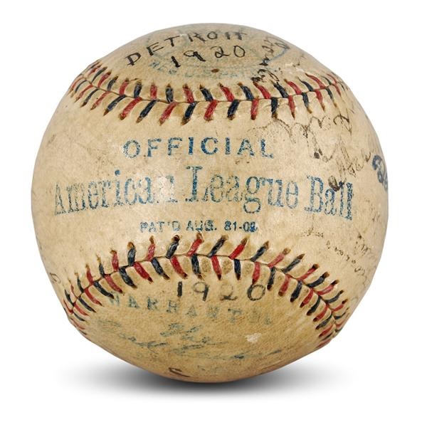 - 1920 Detroit Tigers Team Signed Baseball