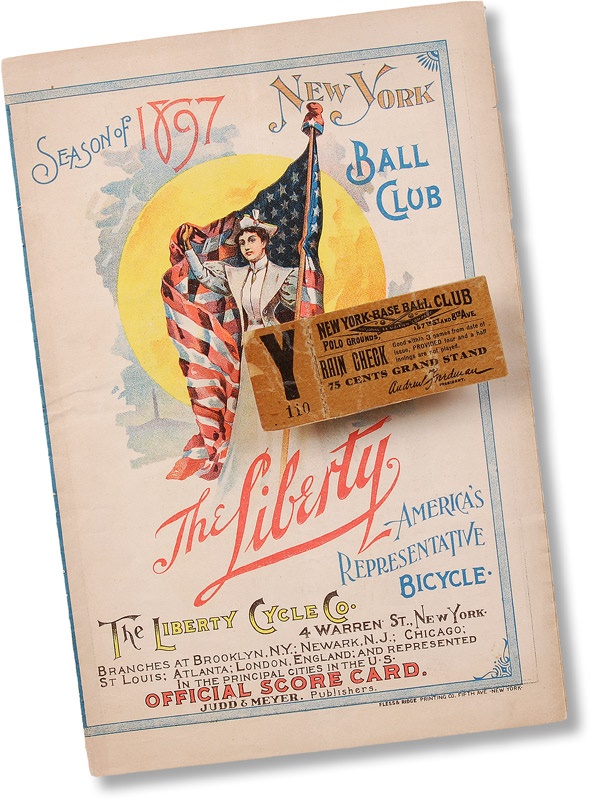 19th Century Baseball - 1897 New York Giants Program and Ticket Stub