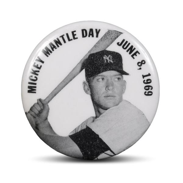 Mantle and Maris - Mickey Mantle Day Pin (June 8, 1969)
