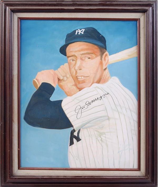 NY Yankees, Giants & Mets - Joe DiMaggio Signed Painting