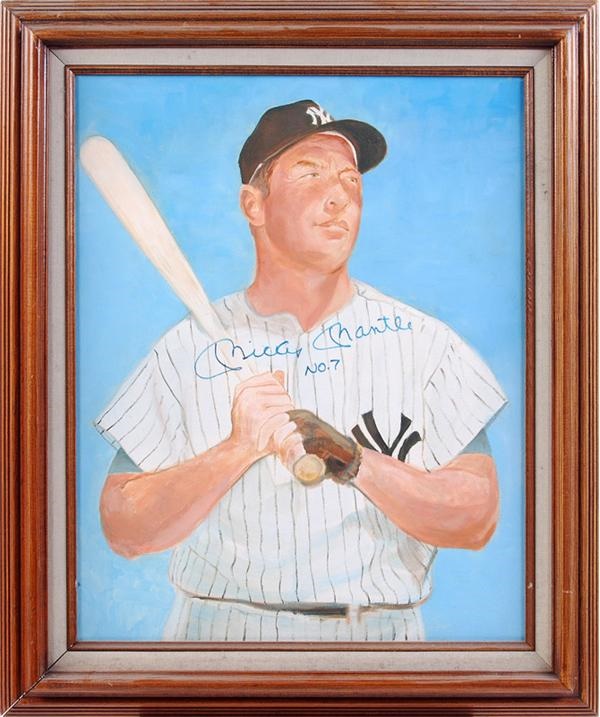 Mantle and Maris - Mickey Mantle Signed Original Painting