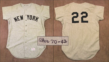 NY Yankees, Giants & Mets - 1970 Jack Aker Game Worn Jersey