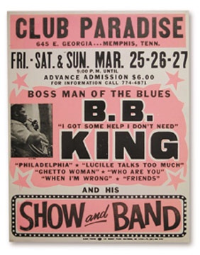 - 1977 B.B King Globe Boxing Style Poster (22x28")
