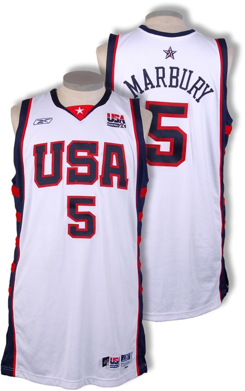 - 2004 Stephon Marbury USA Olympic Basketball Game Worn Jersey