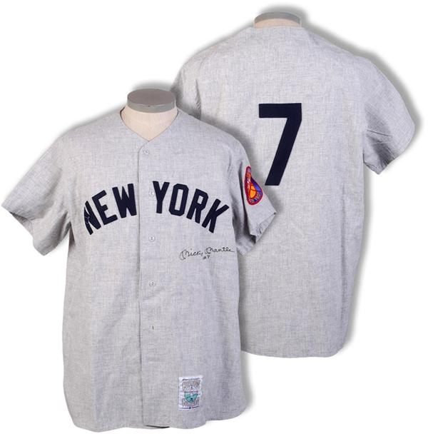 NY Yankees, Giants & Mets - 1952 Mickey Mantle Signed Mitchell and Ness Jersey