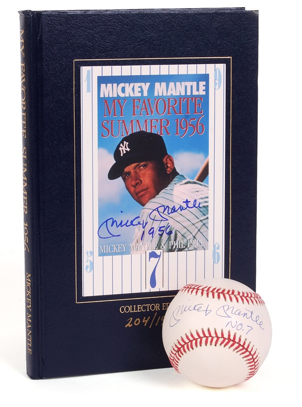 - Mickey Mantle Signed Baseball and Book (2)