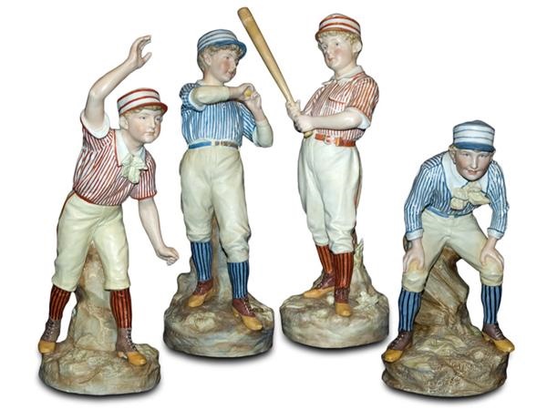 - 19th Century “Jumbo” Heubach Baseball Figures Set of Four: Only Ones Known to Exist