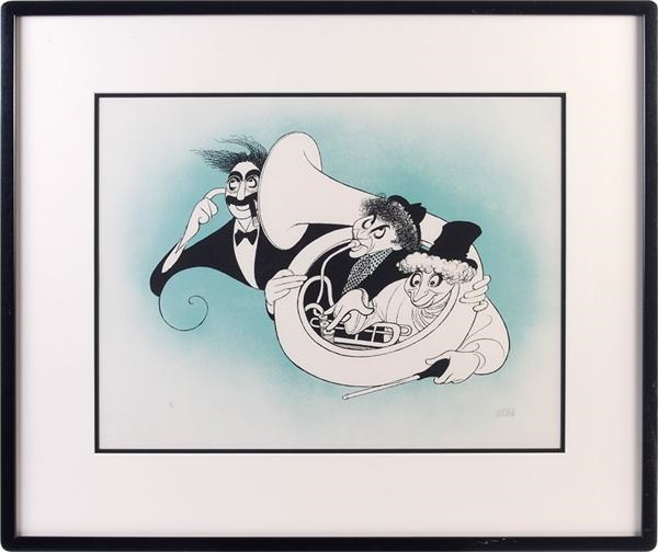 - Marx Brothers French Horn Lithograph by Al Hirschfeld