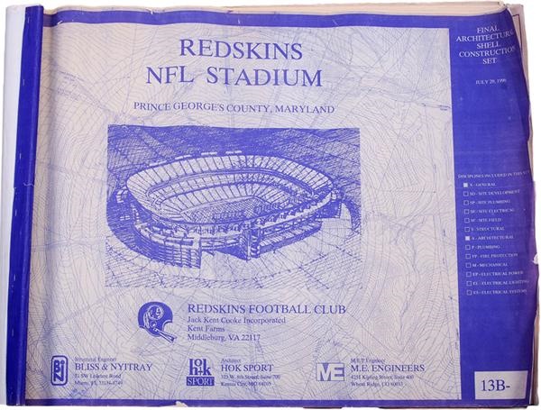 Stadium Artifacts - Washington Redskins Stadium Original Blueprints (75+)