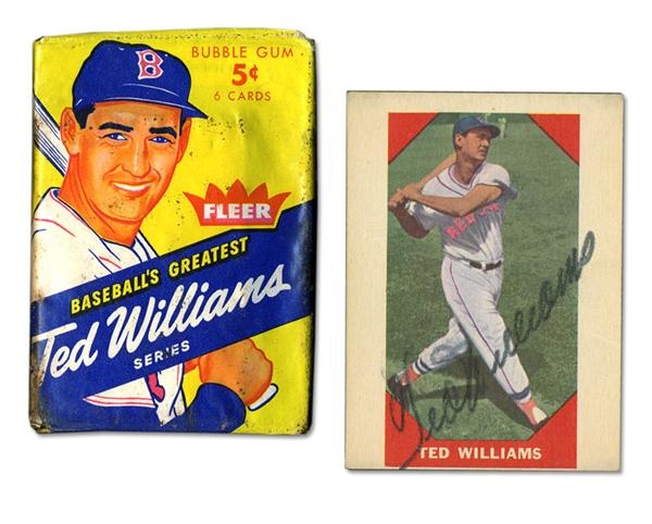 1939-1960 Ted Williams Card Collection with Autographs, Unopened and 1954 Bowman (9)