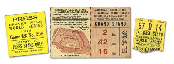 Boston Sports - 1915-2000 Red Sox World Series, All-Star, Post Season Ticket Stubs (35)