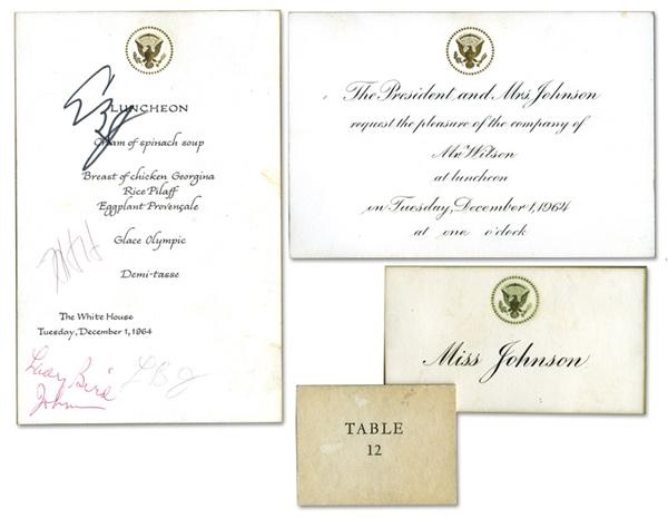 1964 USA Olympic Basketball White House Luncheon Menu Signed by President Johnson