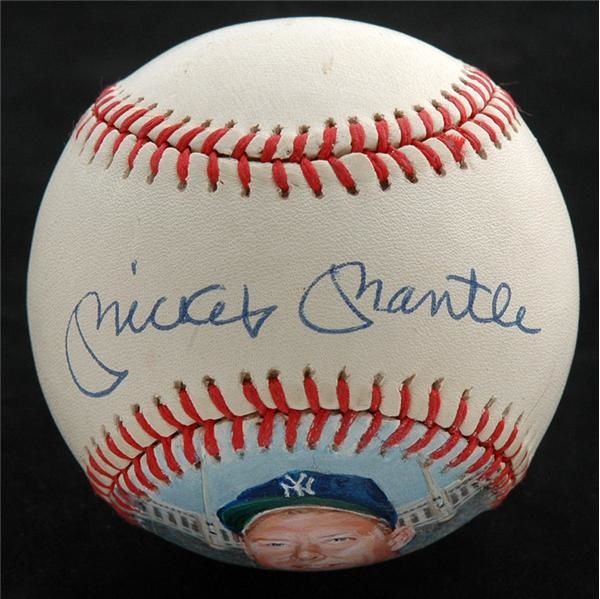 Mantle and Maris - Mickey Mantle Single Signed Hand Painted Baseball