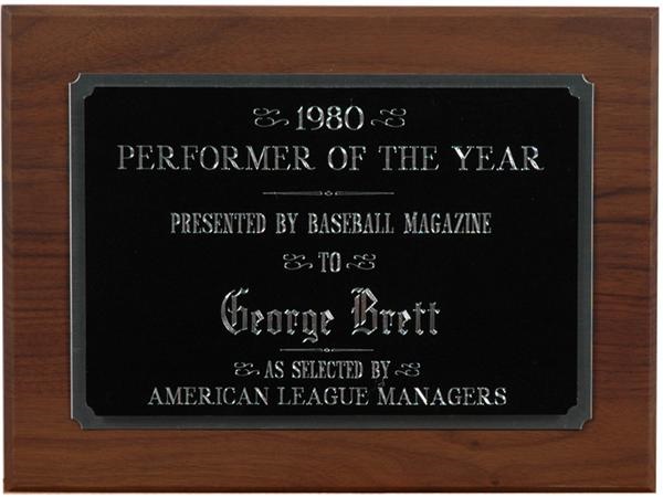 Sports Rings And Awards - 1980 George Brett Performer of the Year Award