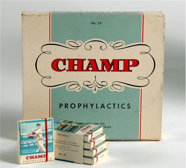 Boston Sports - Ted Williams "Champs" Prophylactics Box and Packs (6)