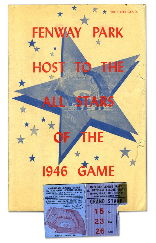 Boston Sports - 1946 All Star Game Program  and Ticket Stub