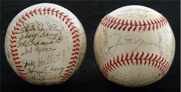 Baseball Autographs - Circa 1942 Air Force and Navy Team Signed Baseballs (2)