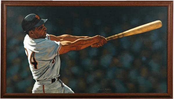 Willie Mays Painting by Arthur K. Miller