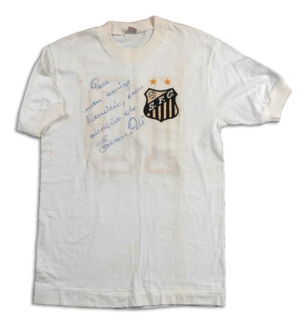 1974 Pele-Autographed and Match-Worn Santos Jersey