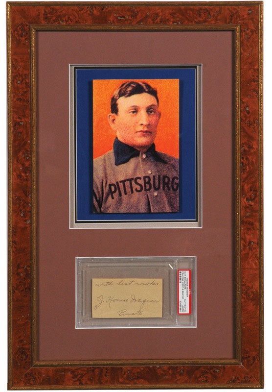 Baseball Autographs - Honus Wagner Framed and Signed Cut Signature