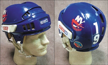 - 1970's Bryan Trottier NY Islanders Game Worn Helmet