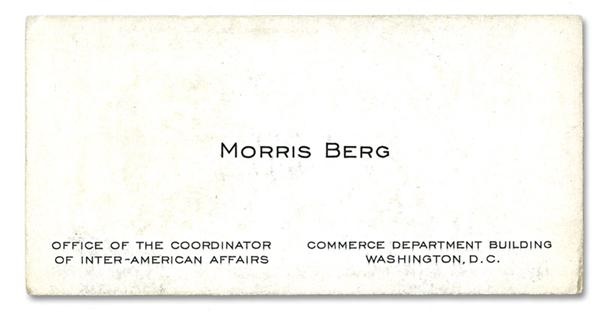 Moe Berg Business Card w/Handwritten Notes