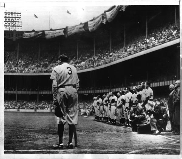Babe Ruth and Lou Gehrig - Babe Bows Out by Nat Fein