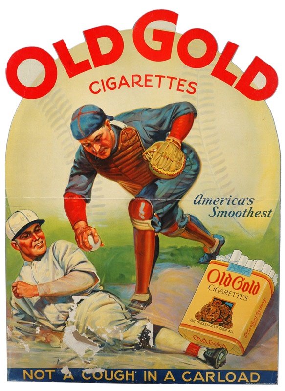 Ernie Davis - 1930's Old Gold Baseball Advertising Sign