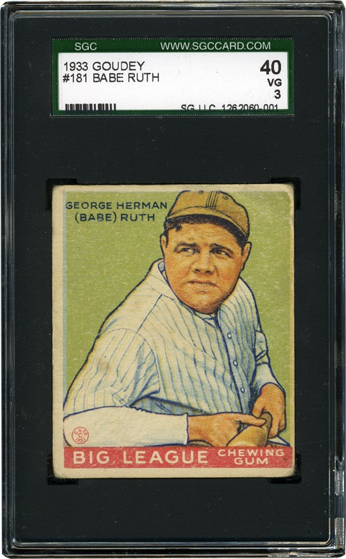 Baseball and Trading Cards - 1934 Goudey #181 Babe Ruth SGC Graded