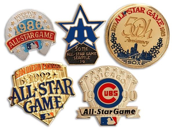 Ernie Davis - Large All Star Game Press Pin Collection (33)