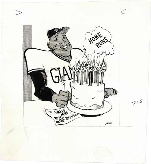 Ernie Davis - Willie Mays 31st Birthday Original Art