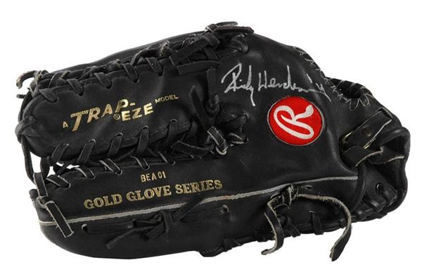 Baseball Equipment - 1991 Rickey Henderson Game Used Signed Glove