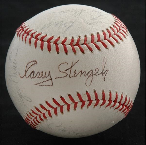 Baseball Autographs - Circa 1961 New York Yankee Team Signed Baseball with Mantle, Maris and Stengel
