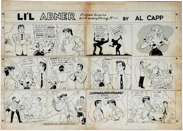 Rock And Pop Culture - 1940s L'il Abner SUNDAY Comic Strip Original Art