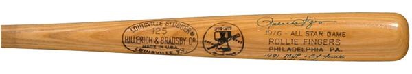 Baseball Equipment - 1976 Rollie Fingers Signed Bicentennial Game Used All Star Bat