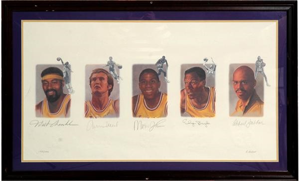 Los Angeles Laker Legends Signed Lithograph 1729/1992
